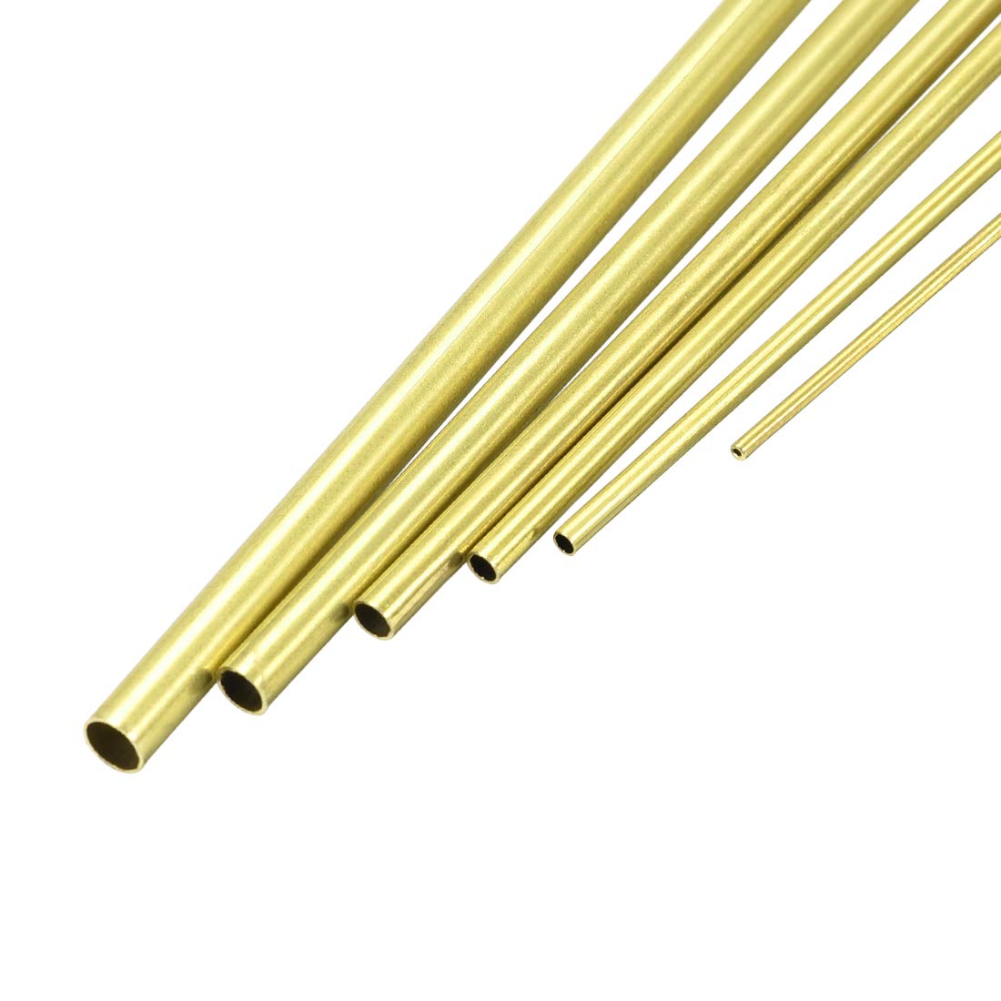 sourcing map Brass Tube, 1mm 1.5mm 2mm 2.5mm 3mm 3.5mm OD x 0.2mm Wall Thickness 300mm Length Seamless Round Pipe Tubing, Pack of 6