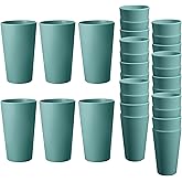 HEYCOME 24 Pcs Unbreakable Plastic Cups Set, 20 oz Reusable Plastic Cups, Stackable Water Tumblers, Drinking Cup for Kitchen, Outdoor, BPA-free, Dishwasher Refrigerator and Microwave Safe, Dark Green