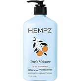 HEMPZ Triple Moisture Body Moisturizer, 17 Oz – Hydrating Lotion Rich with Minerals, Vitamin C, & Hempseed Oil to Nourish & Repair Extremely Dry or Sensitive Skin for Body