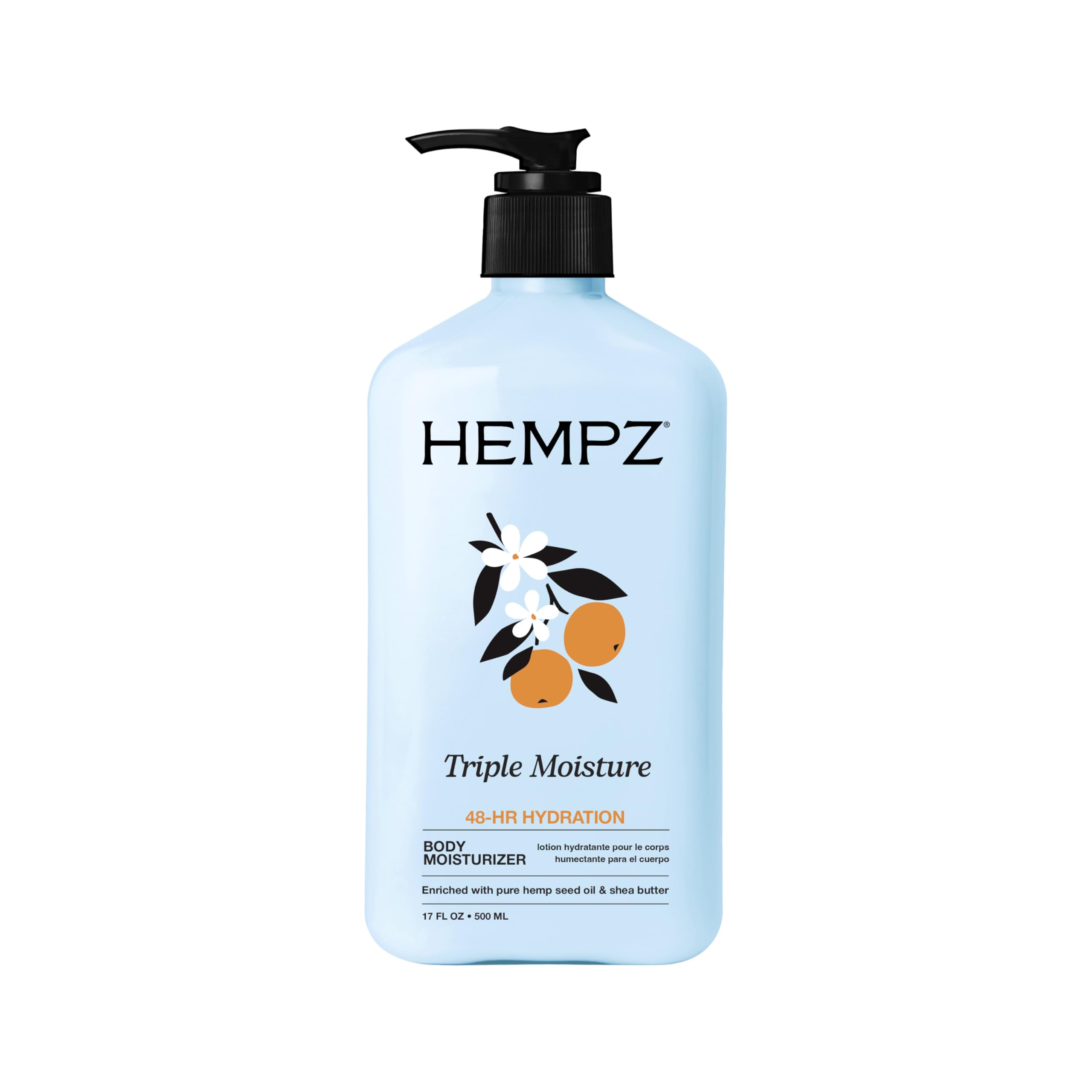 Hempz Triple Moisture Body Moisturizer Lotion With Shea Butter And Ginseng – Natural Hemp Seed Oil, 500ml, For Deep Hydration And Skin Enrichment, Grapefruit & Peach Fragrance, 500ml/17oz