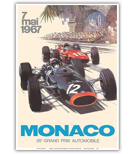 Original vintage poster Grand Prix de Monaco F1 1966 - Michael TURNER