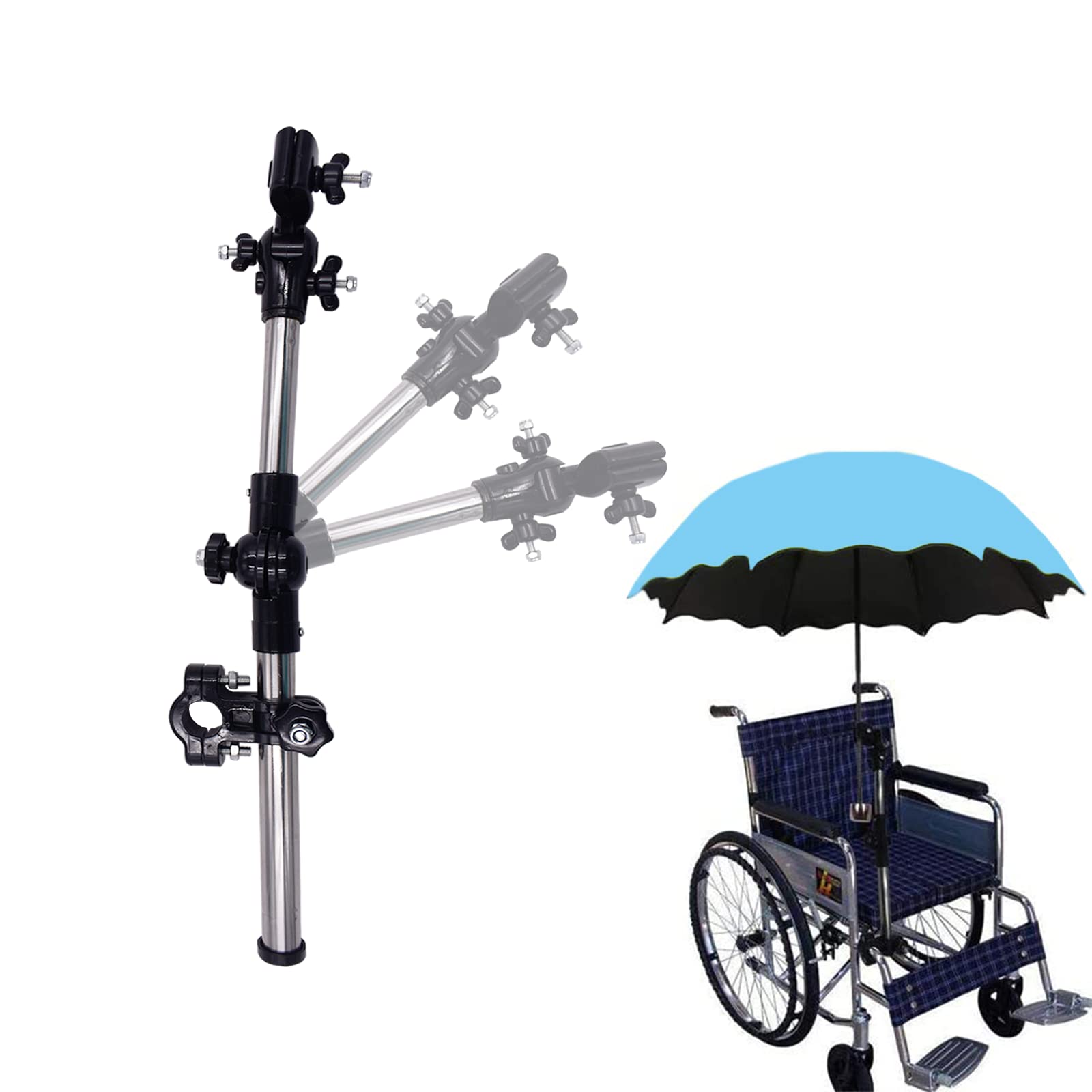 180° Adjustable Umbrella Holder,Umbrella Mount Holder, Umbrella Clamp Bike Umbrella Stretch Mount Stand Holder for Wheelchair, Bicycle, Walker, Rollator