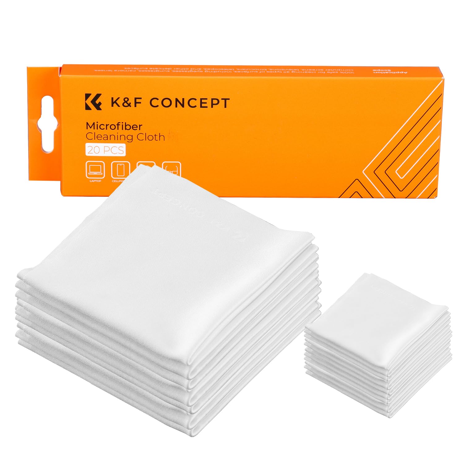 Photo 1 of K&F CONCEPT 20 Pack Microfiber Cleaning Cloths, 6x6in Glasses Cleaning Cloths, Premium Camera Lens Cloth for Photography, Glasses, Screens & More