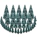 DECARETA 35 PCS Sisal Trees Mini Green Bottle Brush Trees with Wood Base Artificial Snow Frost Trees Ideal for Christmas DIY Craft Party Decoration (4 Size)