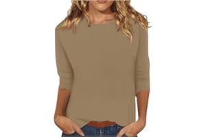 slqdgmryz 3/4 Sleeve Shirts for Women Loose Fit Crewneck Dressy Casual Tops Lightweight Solid Color Comfy Cute T Shirts