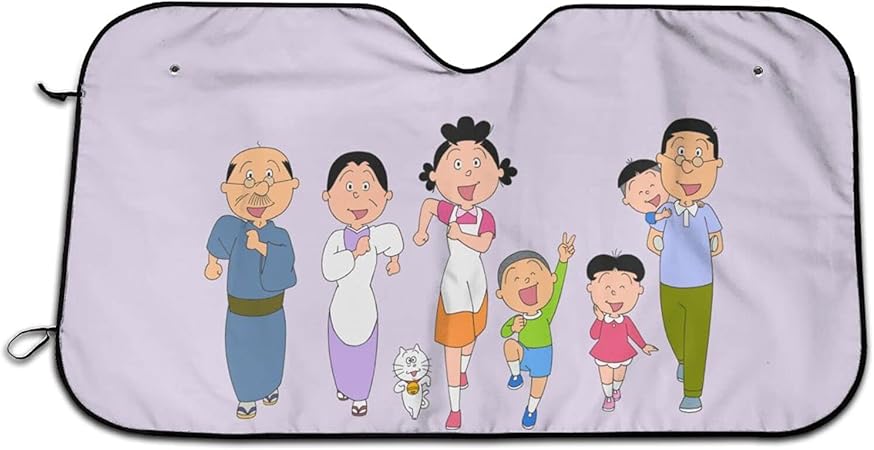 Amazon サザエさん 車用 サンシェード カーフロントカバー 車窓日よけ フロントガラス 遮光 断熱 フロントシェード 紫外線対策 Uvカット 日焼け防止 吸盤取付 Suv車 普通車汎用 車 バイク 車 バイク