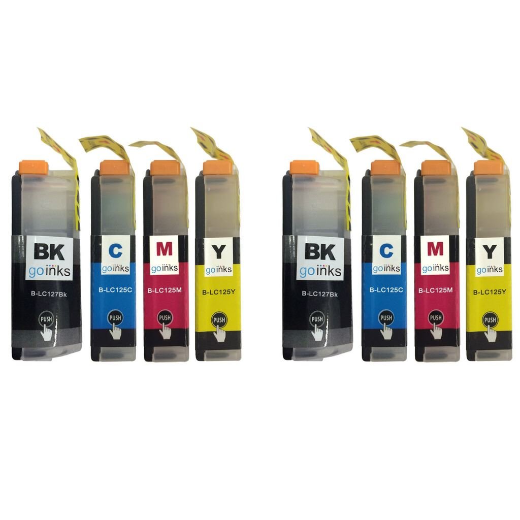 Go Inks 2 Set of 4 Ink Cartridges to replace Brother LC127XL and LC125XL Compatible/non-OEM for Brother DCP and MFC Printers (8 Inks)