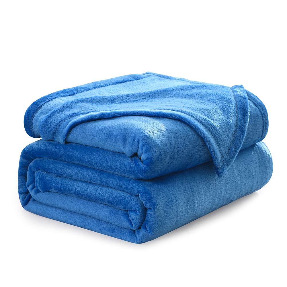 NANPIPER Flannel Fleece Princess Blue Blanket Throw Size Luxury Microfiber Soft Throw 50" x 65" Fluffy Solid Throw Blanket for Couch/Bed