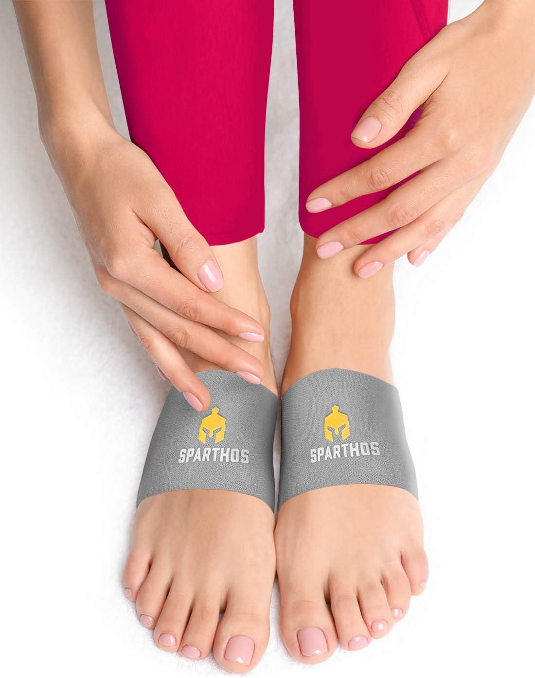 Sparthos Plantar Fasciitis Support - Arch Compression Brace - Foot Feet Brace, Ankle Pain Relief, Night Splint - Shoe Boot Sandals Insert Inserts Insoles - Mens and Womens (Gray-L): Health & Personal Care