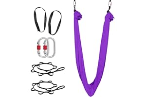 PRIORMAN 4M Aerial Yoga Hammock Set Low Stretch Yoga Swing Aerial Silk with Extension Straps