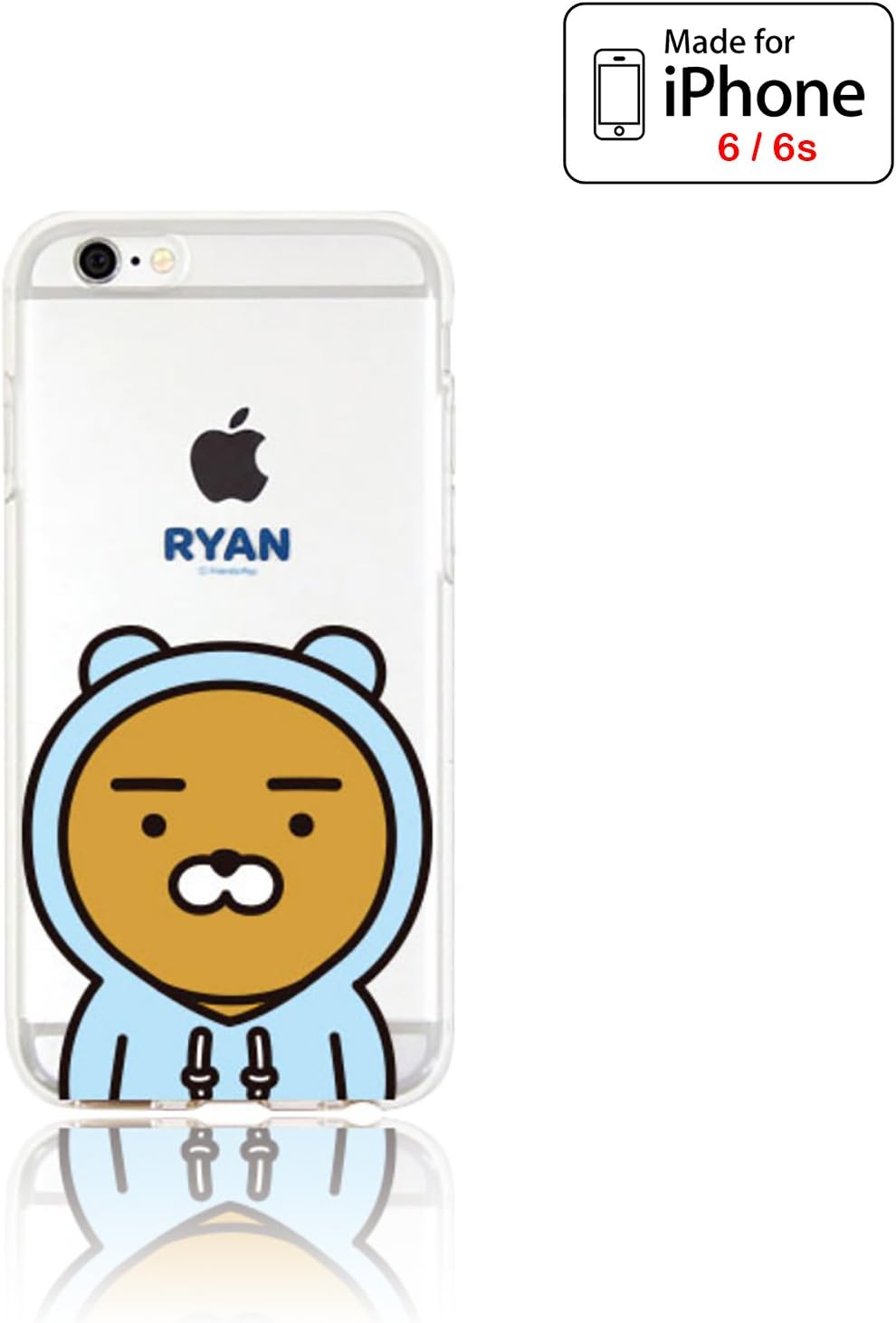 Kakao Friends (KakaoTalk Theme Characters / Friends Pop) iPhone 6 / 6s Phone Case - Soft Silicone Based Protective Case Cover (RYAN HOOD 6 Regular)