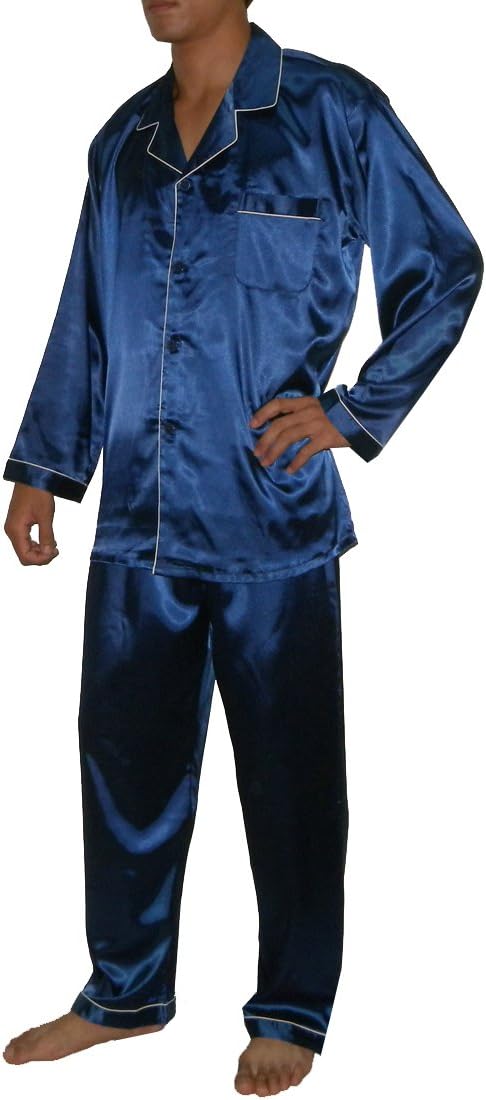 SILK COUTURE 2PCS Set Mens Luxurious Silk Pajamas Set Includes Top & Pants