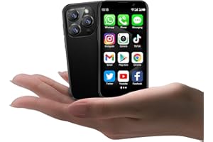 soyes Mini Phone World's Smallest 3.0" HD Touch Screen Mini Smartphone Unlocked Android Compact Mobile Phone for Kids & Students Cell Phone wih Quad-Core Dual SIM Face ID 2GB+16GB Black