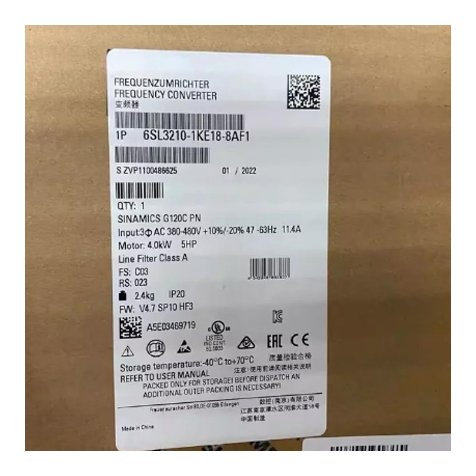 LRILLMAING 1 Pcs New 6SL3210-1KE18-8AF1 in Box