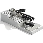 Li&Zhao Knife Drawer Organizer with Integrated Sharpening Stone – Drawer Knife Organizer for Efficient Kitchen Organization, Knife Organizer Drawer Insert Securely Stores Up to 14 Knives