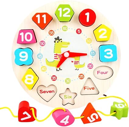 wooden shape sorting clock