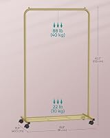 Songmics Clothes Rack on Wheels 91 cm Long with Shelf Gold HSR025A01 view 7