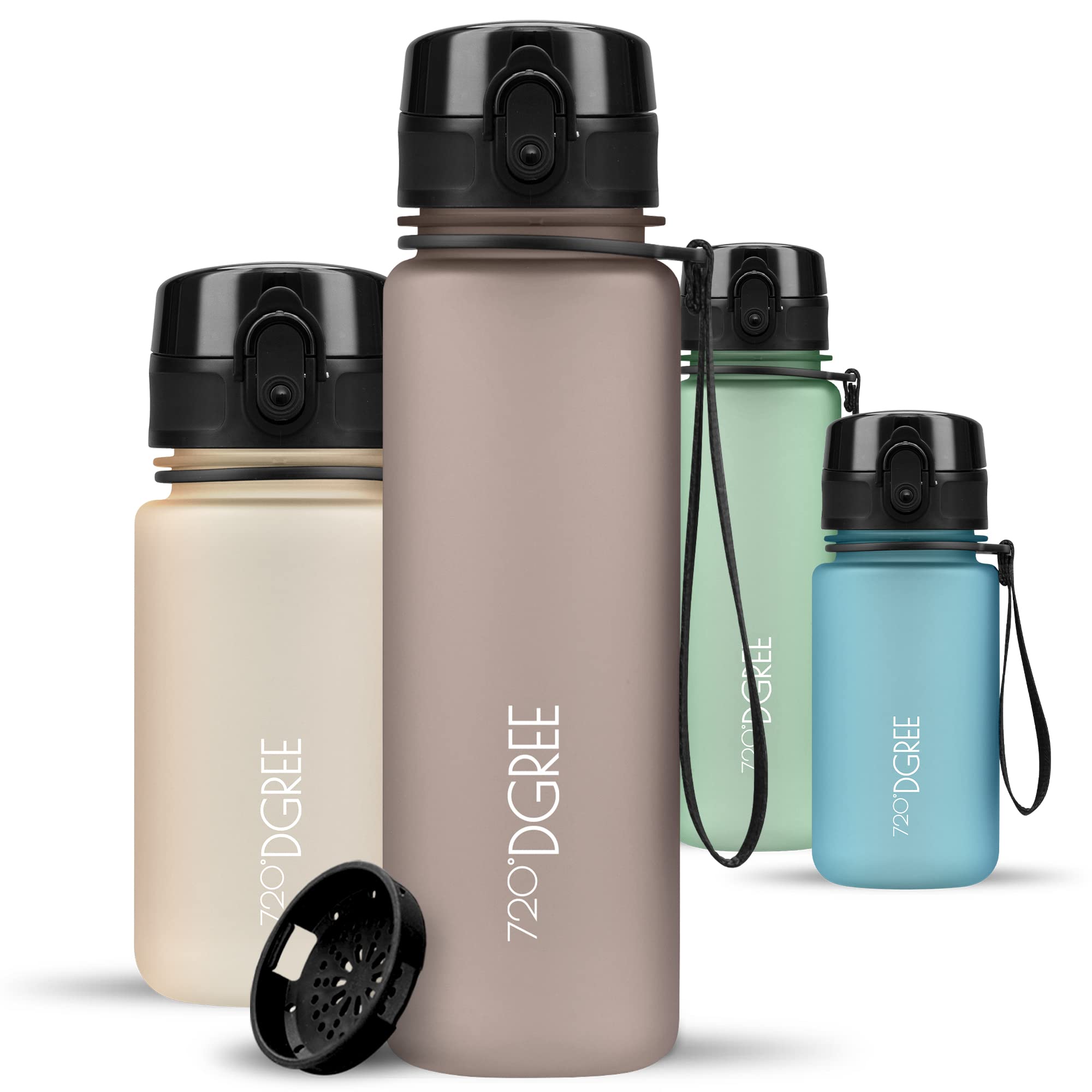 720°DGREE Water Bottle Kids 500ml “uberBottle“ softTouch +Sieve - BPA-Free Tritan, Leakproof, Reusable Drinking Bottle - Waterbottle for Children, School, Playground, Boys, Girls, Handbag, Sport, Bike