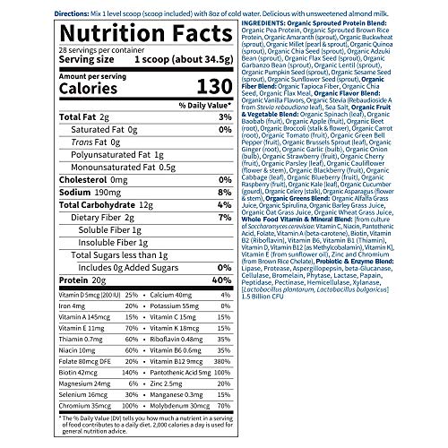 Tasty Organic Vanilla Meal Replacement Shake Vegan Garden of Life