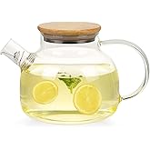 WHJY Clear Glass Teapot Glass Pots for Cooking on Stove Clear Teapots with Infuser for Loose tea, Kettle Teapot for Loose Leaf for Boiling Water -34 oz