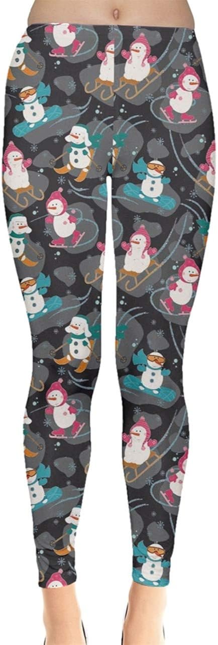 CowCow Women's Funny Xmas Leggings Christmas Lights Kitty Cat Aztec Printed Tights, XS-5XL