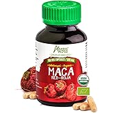 Amazon Andes Red Maca Root Capsules 500mg - Authentic Maca Roja Lepidium Meyenii from Junin Peru 14000 Feet - 100 Vegetarian Caps - High Altitude Andes Mountains - Non-GMO Gluten Free Vegan