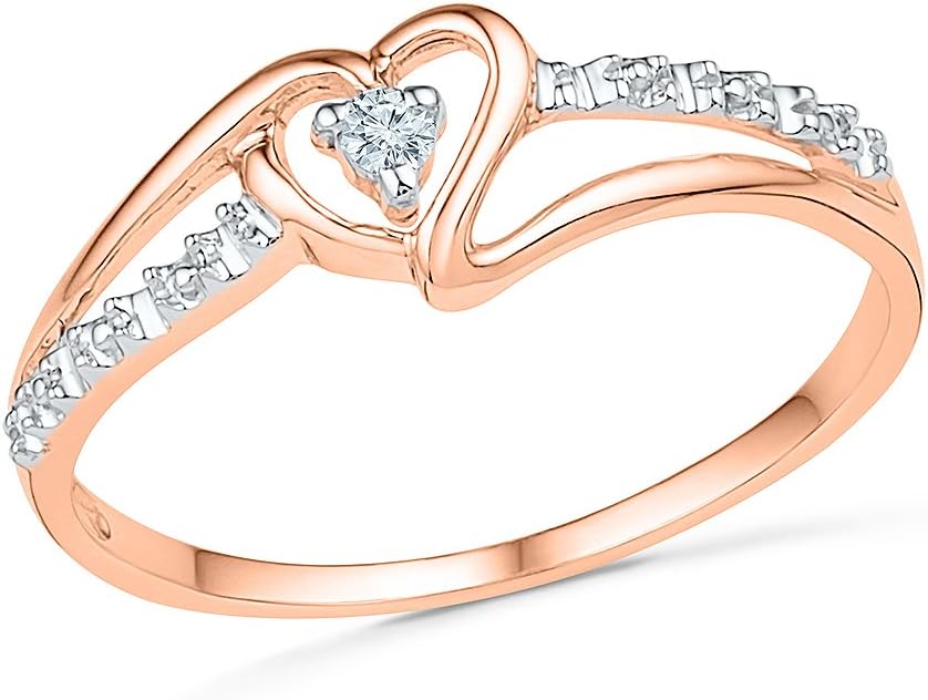 Estella Collection Lovely Promise Ring Featuring A Sparkling Heart in 10K Rose Gold and A Diamond (0.03 CTTW)