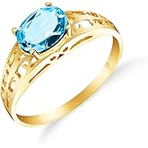 Galaxy Gold GG 14k Solid Gold Filigree Ring with Natural Blue Topaz - Size 6