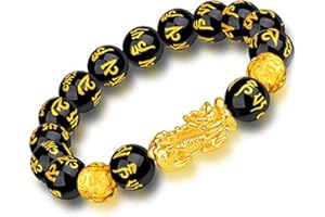 LIYAPEI Feng Shui Black Obsidian Wealth Bracelet，Feng Shui Bracelet for Men/Women with Sagin Pixiu Character for Protection Can Bring Luck and Prosperity，Suitable for Any Occasion,Unisex