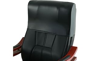 Recliner Headrest Covers Protector, Office Chair Back Cover, Stretch Faux Leather (Black)
