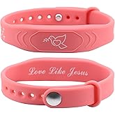 2 Pack Bible Verse Bracelets, with NFC Scan‌ Daily Jesus Bracelets Christian Gospel Scripture Bracelet Faith and Style Combined Inspirational Religious Wristband Gifts for Women (Love Like Jesus) Pink