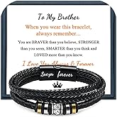 𝐋𝐞𝐚𝐭𝐡𝐞𝐫 𝐁𝐫𝐚𝐜𝐞𝐥𝐞𝐭 𝐟𝐨𝐫 𝐌𝐞𝐧 Birthday Valentine's Day Gifts for Son Grandson Boyfriend Husband Dad Brother Multi-Layer Braided Leather Bracelet with Clasp Black Inspirational Bracelet For Men