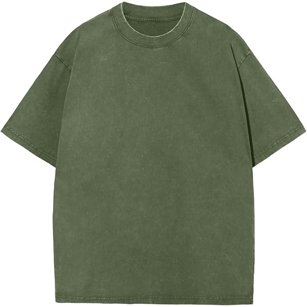 Men's Vintage Cotton Wash Solid T-Shirts Oversized Unisex Short