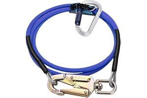 NANTFUN Flipline for Climbing Tree 1/2''x8ft Tree Climbing Lanyard for Tree Work, Steel Wire Core Positioning Rope, Adjustable, Low Stretch, Cut Resistant for Arborist Tree Climber Fall Protection Blue