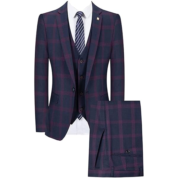Men's 3 Piece Suit Slim Fit Business Wedding Party Jacket Vest Pants Solid Color Formal Attire