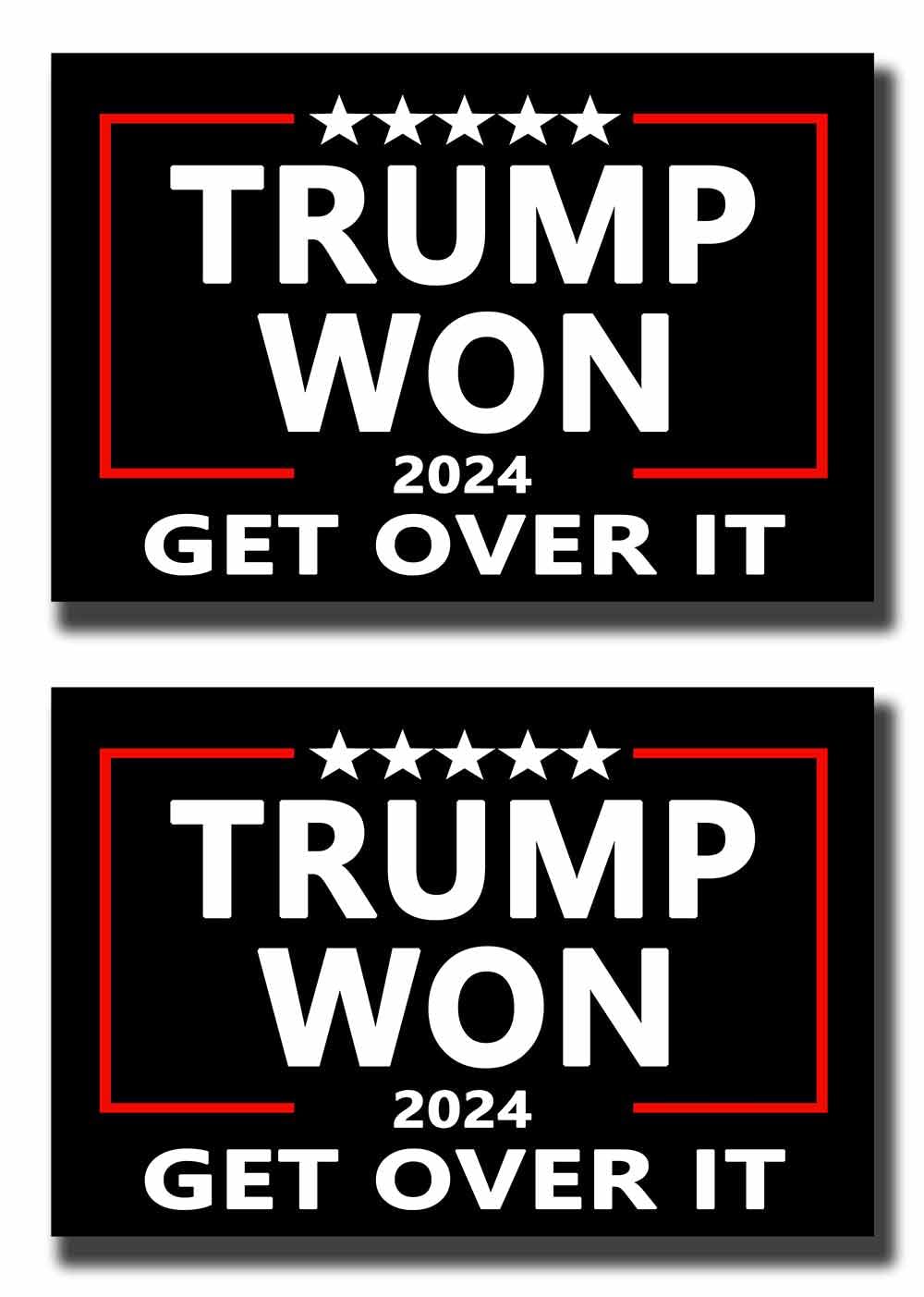 Photo 1 of 2 Pack Trump Won Get Over It 2024 47 US President Election Car Magnet Auto Truck Fridge Magnetic Stickers Decal Bumper Magnet