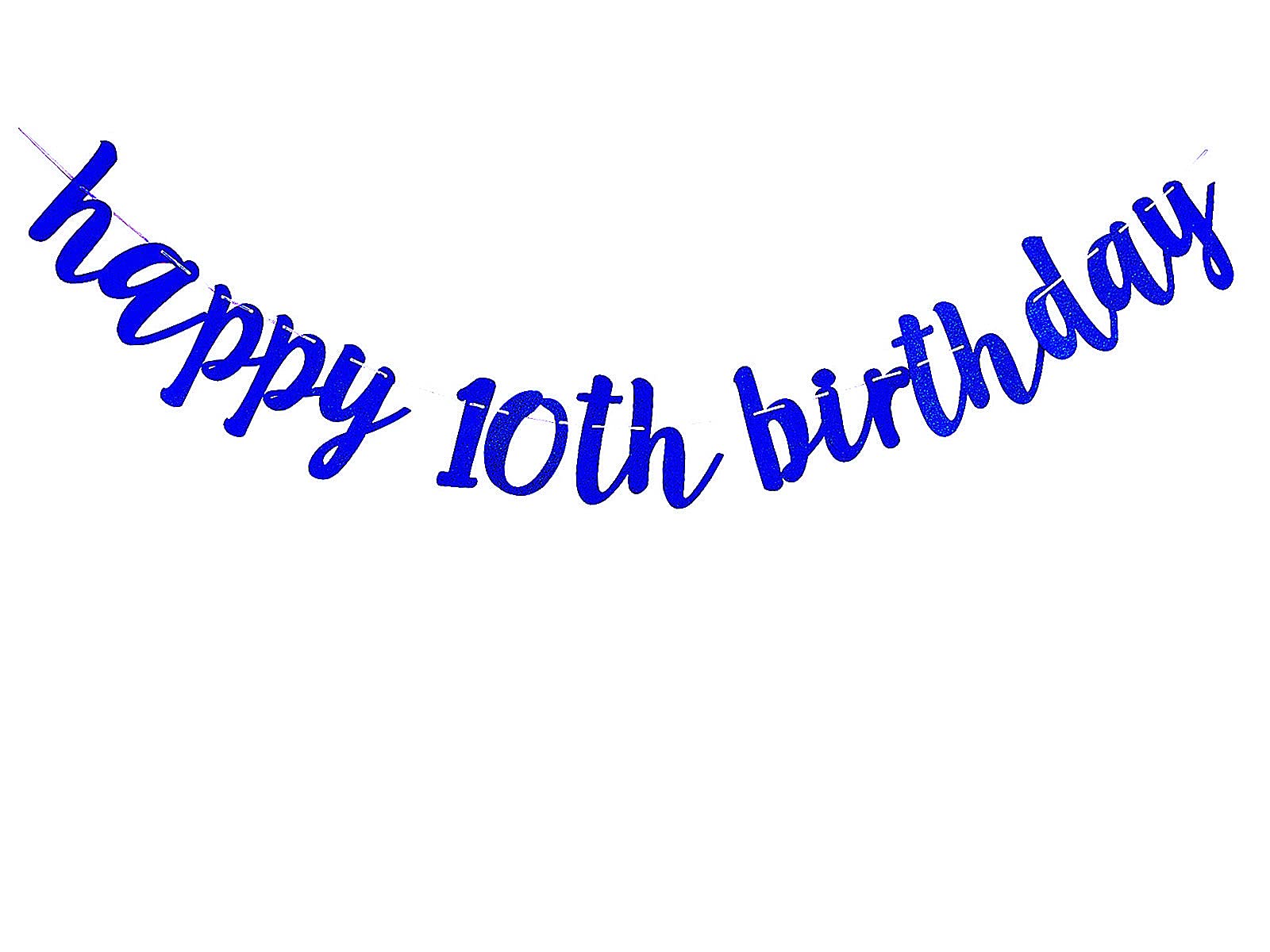 bng-bng 10th Birthday Banner for Boys Blue Happy 10th Birthday Bunting Banner Glitter Hanging Letter Garland for 10 years Old Birthday Party Decoration Photo Backdrop Blue