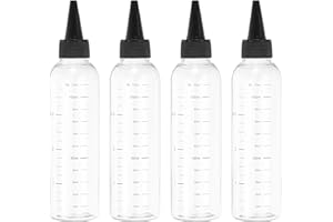 PATIKIL 110 Ml/4 oz Plastic Squeeze Bottles with Black Top Cap, 4 Pcs Graduated Round Dispensing Bottle Empty Pointed Bottle 