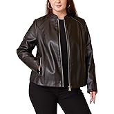 WYOYW Women Plus Size Faux Leather Jacket PU Motorcycle Biker Coat with Quilted