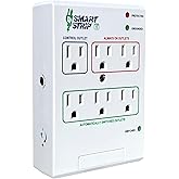 Smart Strip 6 Outlet Energy Saving Wall Mounted Power Strip and Surge Protector, Automatically Off/On Functions