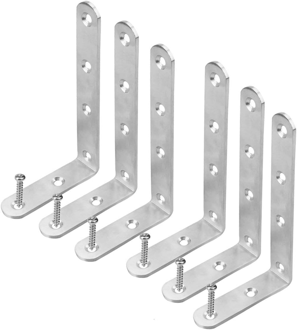 L Bracket, Silver Tone 5" x 3" Stainless Steel Heavy Duty"L" Corner