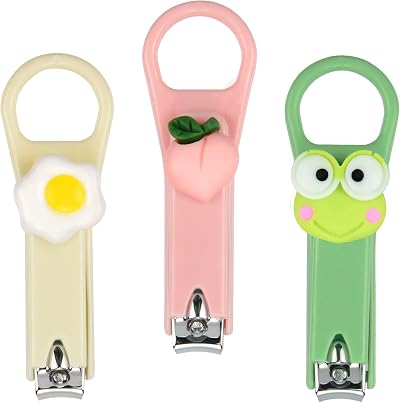 Leikedun 3 Pieces Kids Nail Clippers Set Frog Egg Peach Cartoon Safe