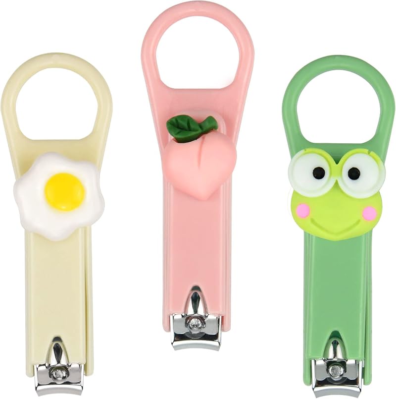 Leikedun 3 Pieces Kids Nail Clippers Set Frog Egg Peach Cartoon Safe