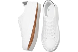 FRACORA Mens White Tennis Shoes Low Top Fashion Sneakers PU Leather Casual Shoe for Men