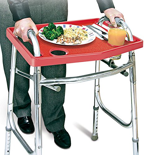 North American Health + Wellness Walker Tray with Non-Slip Grip Mat - Red, One-Size