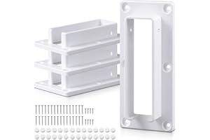 Innconee 4 Pack 1-1/2" x 5-1/2" Vinyl Fence Rail External Vinyl Fence Rail Bracket Kit with Screws