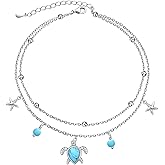 S925 Sterling Silver Elegant Foot Chain Beads Charm Boho Beach Double Layer Anklets Bracelet for Women Teenager Girls Adjustable 9 to 10.5 inches