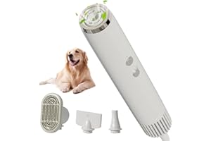 Pet Marvel Dog Dryer for Grooming - 3 Nozzles Portable Handheld Dog Hair Dryer for Large Dogs, High Velocity Dryer for Dogs with Smart Adjustable Speed and Temperature, Cat Hair Dryer, White