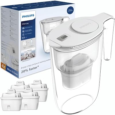 Philips Taste+ Water Filter Jug 2.6L with 4 Replace Cartridges White