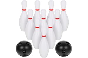 NUOBESTY Kids Bowling Balls Set Includes 10 Pins and 2 Balls, Mini Plastic Bowling Game Toy Indoor or Outdoor Games Birthday 